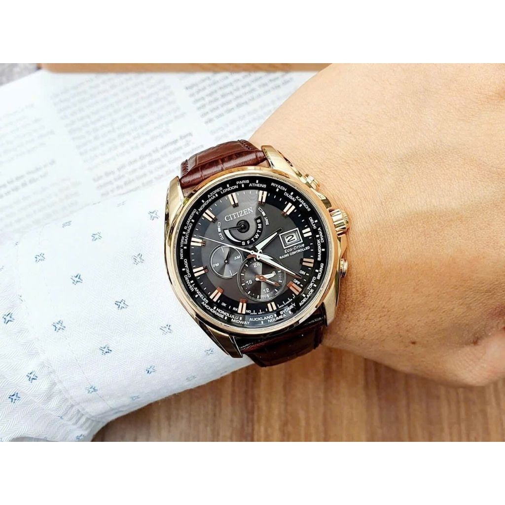 [Chính Hãng 100%] Đồng Hồ Nam Citizen AT9123-13E (9123)Máy Eco-Drive (Pin) Kính Saphire Mặt Siz44 Dâ