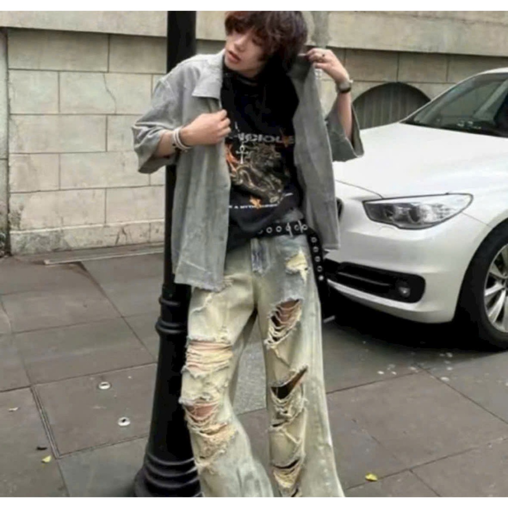 Quần jean nam ống xuông màu dơ bụi trơn was vàng thời trang cực chất | BigBuy360 - bigbuy360.vn