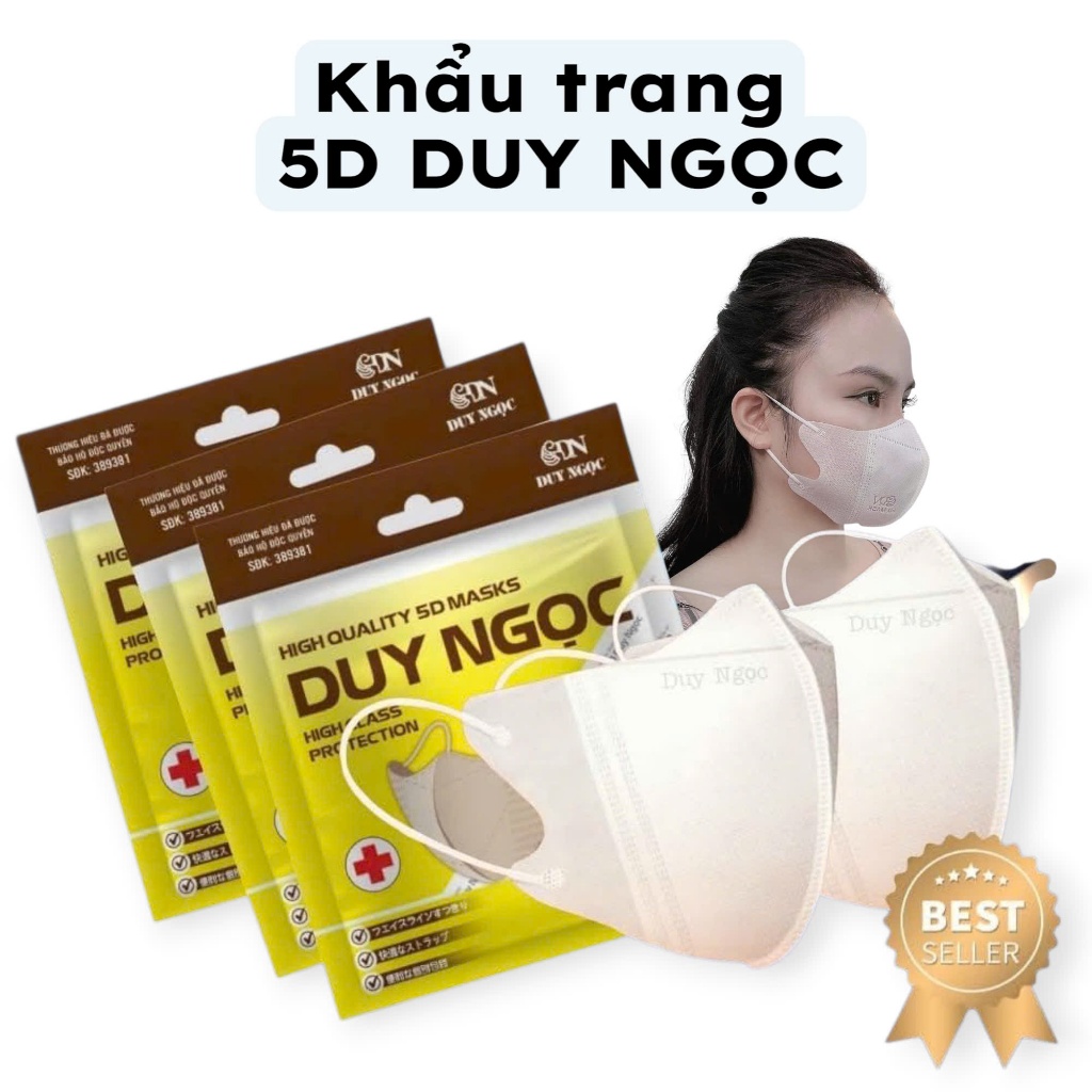 Khẩu trang 5D Duy Ngọc 3 lớp kháng khuẩn hàng cao cấp