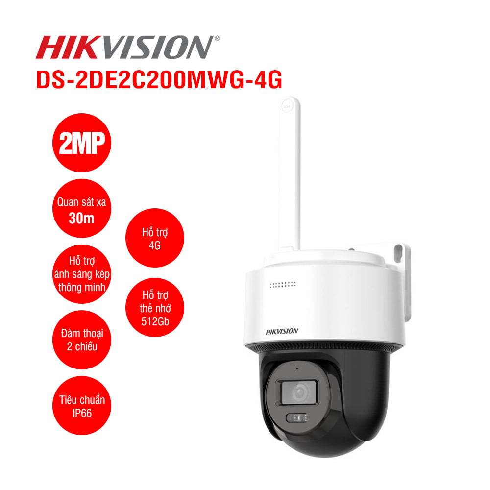Camera IP Mini PT 4MP, hỗ trợ PoE HIKVISION DS-2DE2C400MWG-E