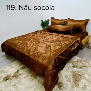 Bộ ga và vỏ gối phi lụa 1.8x2m, mền 2.2x2m, nệm dày 15cm( 5 món) phi khổ 1.5