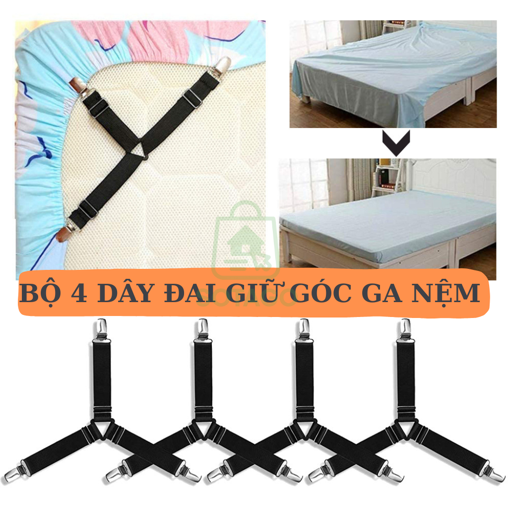 Bộ cố định rèm, ga nệm. Giữ ga nệm 4 góc chống bị nhăn, giúp ga nệm đẹp. Được mẹ chồng khen (1 bộ gồ