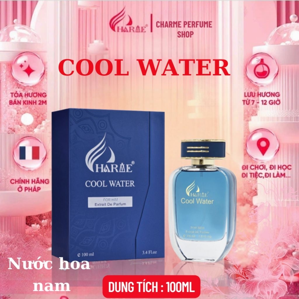 NƯỚC HOA CHARME COOLWATER 100ML MẪU MỚI CAO CẤP LƯU HƯƠNG LÂU