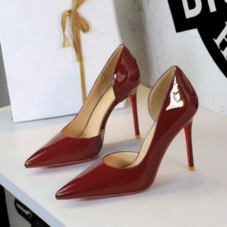 GIÀY CAO GÓT Chất Da Bóng Hở Eo Đế Đỏ Ball Trơn Gót Nhọn Cao 7p - 9p Dành cho Nàng đi chơi đi tiệc ạ