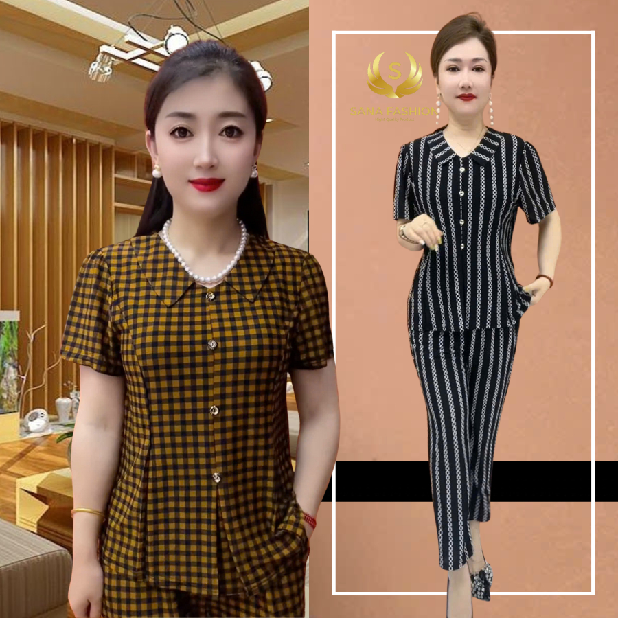 Đồ bộ cho mẹ mặc nhà trung niên, SANA FASHION bộ THUN trung niên nữ TH25