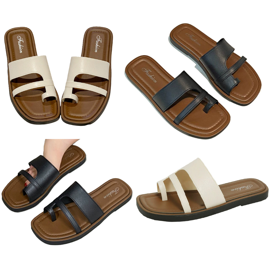 SANDAL NỮ QUAI NGANG XỎ NGÓN CAO SU NON ĐI BIỂN ĐI MƯA MÃ A07