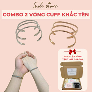 [MUA 2 TẶNG COMBO HỘP] Cặp vòng tay CUFF khắc tên theo yêu cầu không đen gỉ Suli store Phụ Kiện Titan Quà tặng cặp đôi
