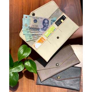 Ví nữ cầm tay Da Bò thật Handmade 3 ngăn