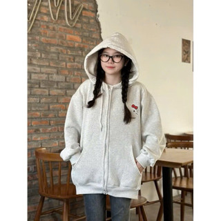 Áo hoodie / Áo hoodie zip khoá kéo in MẶT MÈO KIT.TY form rộng nón to 2 lớp chất nỉ bông Hoodie Women Top