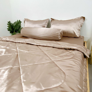 Bộ drap phi lụa size 1.4x2m có mền(5 món), nệm dày 10-15cm