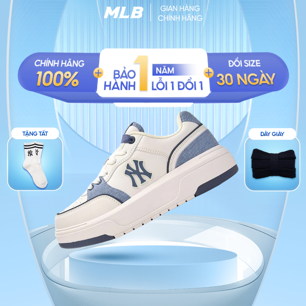 Giày MLB Chunky Liner denim pocket xanh chính hãng , giày sneaker mlb đế bằng cao 5cm season 2025 (C