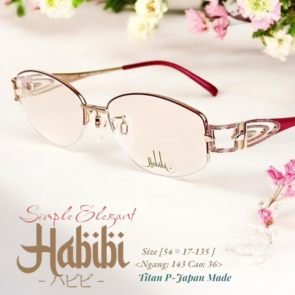 Kính gọng hiệu HABIBI JP made H157/2 Sz143