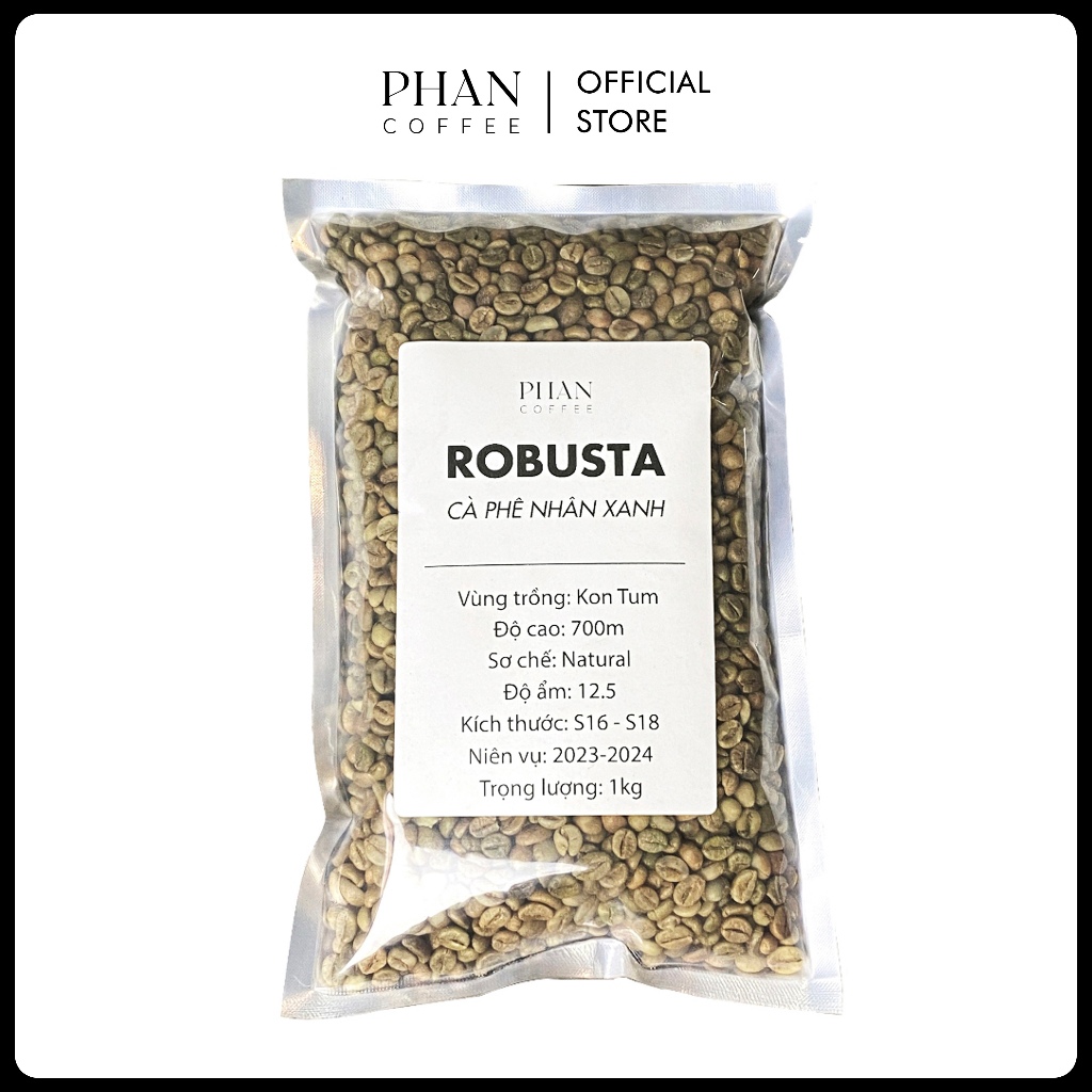 1kg Cà phê nhân xanh Robusta sơ chế Natural S18 cà phê nhân sống chưa rang - Phan Coffee