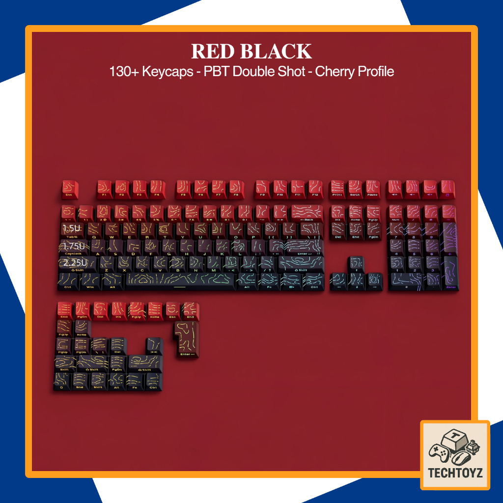 [ Xuyên Led ] Bộ Keycaps Topographic - PBT Double Shot - Cherry Profile