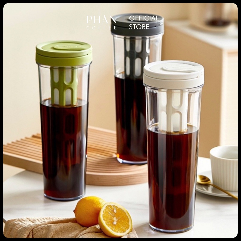 Bình ngâm cà phê Cold Brew (có khay lọc) nhựa nguyên sinh ABS cứng cáp bền đẹp thể tích 1100ml - Pha