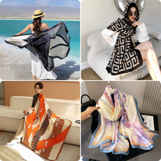 Khăn Choàng Lụa Cao Cấp 180x90cm - Họa Tiết Thanh Lịch Sang Trọng | Chống Nắng Phối Đồ, Quà Tặng Nữ