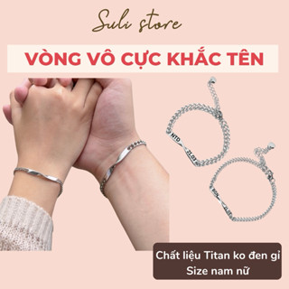 Vòng tay vô cực cặp đôi khắc tên theo yêu cầu Suli store Titan Phụ Kiện vòng đeo tay mắt vòng  đôi infinity