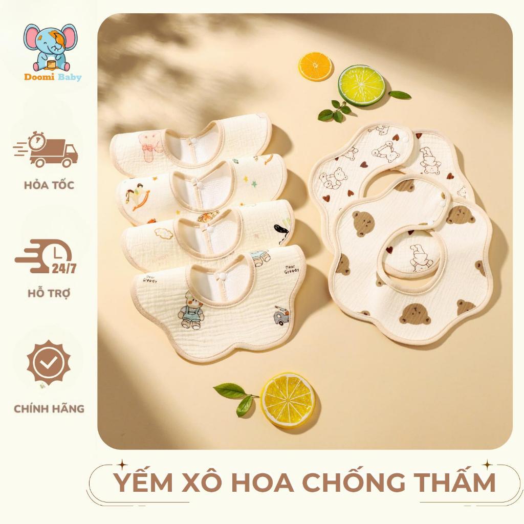 [Combo 10 Chiếc] Yếm Xô Hoa 6 Lớp Chống Thấm Xoay 360 Độ Mềm Mịn Thấm Hút Doomi Shop - HT555 - HT842