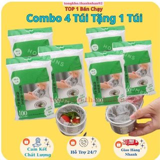 Combo 4 Tặng 1 Túi Lọc Rác Bồn Rửa Chén Bát, Túi Lưới Có Chun Co Giãn Chống Tắc Chậu Rửa, 1 Túi ~60 Màng Lưới