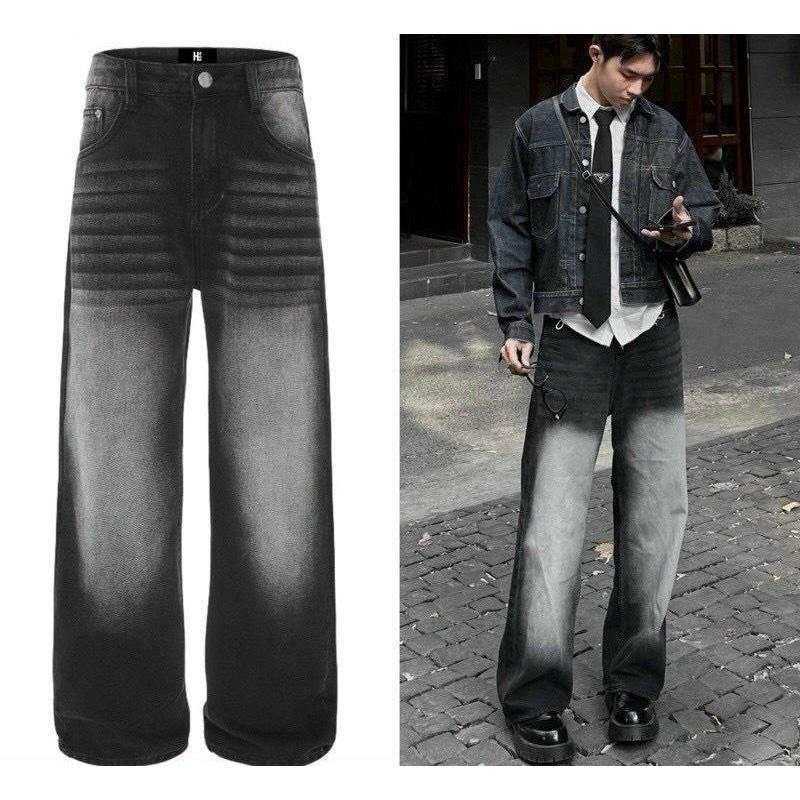 Quần jean nam ống xuông màu vintage xám bụi trơn was trắng thời trang | BigBuy360 - bigbuy360.vn