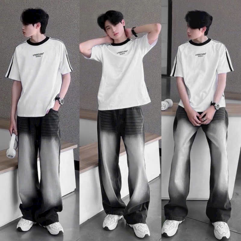 Quần jean nam ống xuông màu vintage xám bụi trơn was trắng thời trang | BigBuy360 - bigbuy360.vn