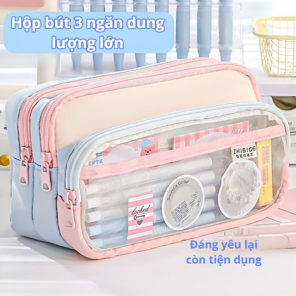 【Hàng tồn kho】Túi Bút Đa Sắc Dung Tích Lớn-Thiết kế bậc thang trong suốt - Siêu dung tích - Đồ dùng học tập