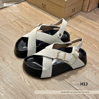[Mở bán- sale] Dép sandal nữ chéo đế cao 5cm quai da chắc chắn nịnh chân đi học đi chơi - Dép quai hậu nữ đế cao hot