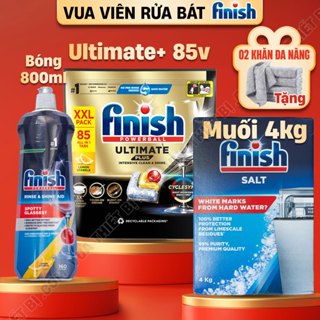  COMBO FINISH | Viên rửa + Muối + Nước làm bóng Ultimate+ Eco Quantum Power Nhật Bộ máy rửa bát 1kg 2kg 4kg 400ml 800ml 
