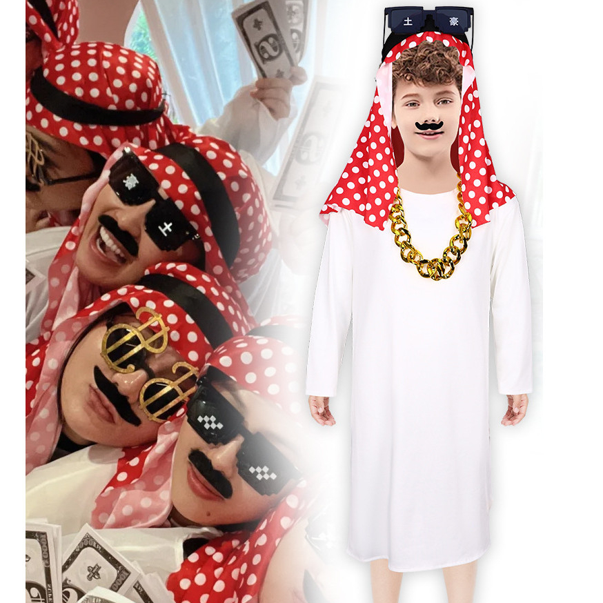   HỎA TỐC  Đồ hoàng tử Ả Rập Dubai hóa trang Halloween nam và trẻ em Dây chuyền to vàng giả 