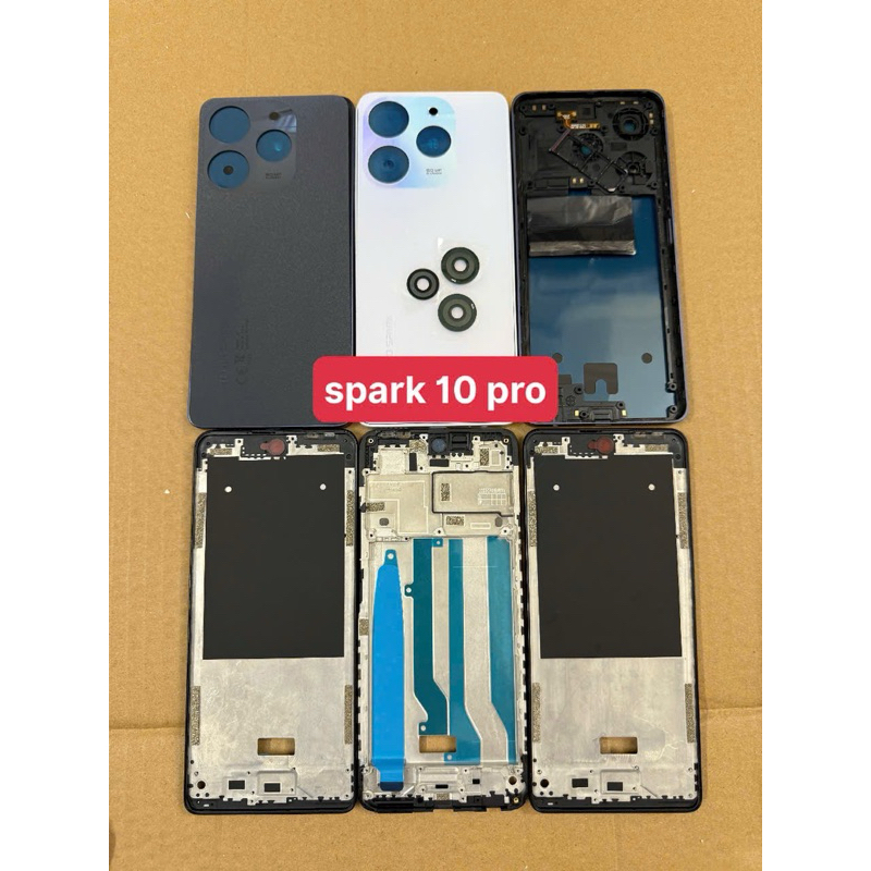 vỏ tecno spark 10 pro /ki7 full bộ (vỏ , xương ,khay sim , kính cam)