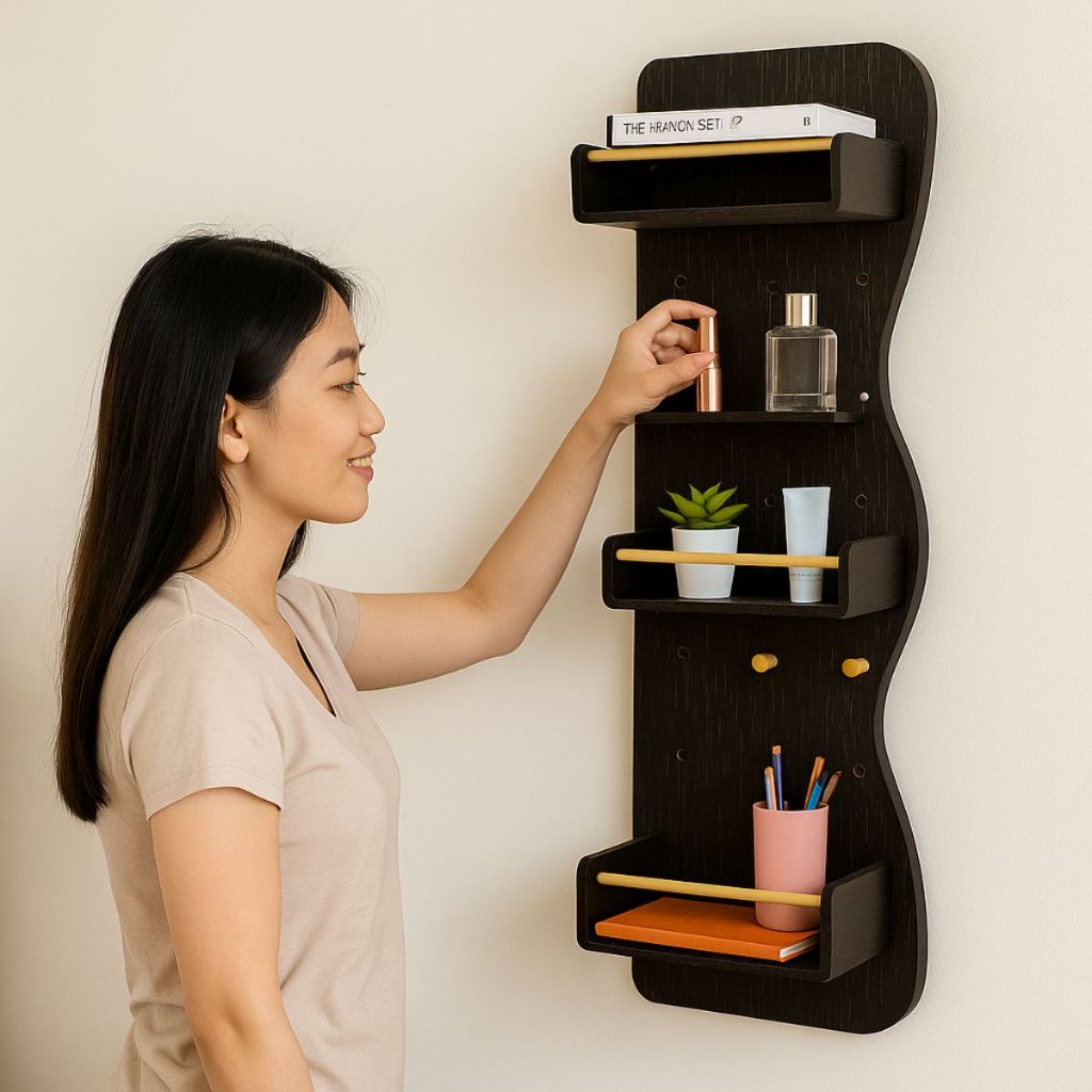 Bảng Pegboard Hình Sóng Treo Tường – MDF Melamine – 40x120 50x120 – 3 Màu Đẹp