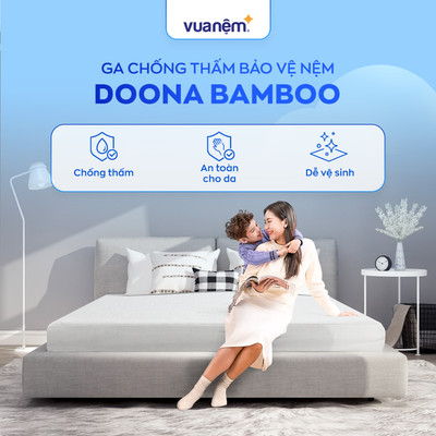 Ga chống thấm nước, ga bo chun, bảo vệ nệm Doona Bamboo 30cm chống bụi bẩn nấm mốc, khử mùi thoáng khí