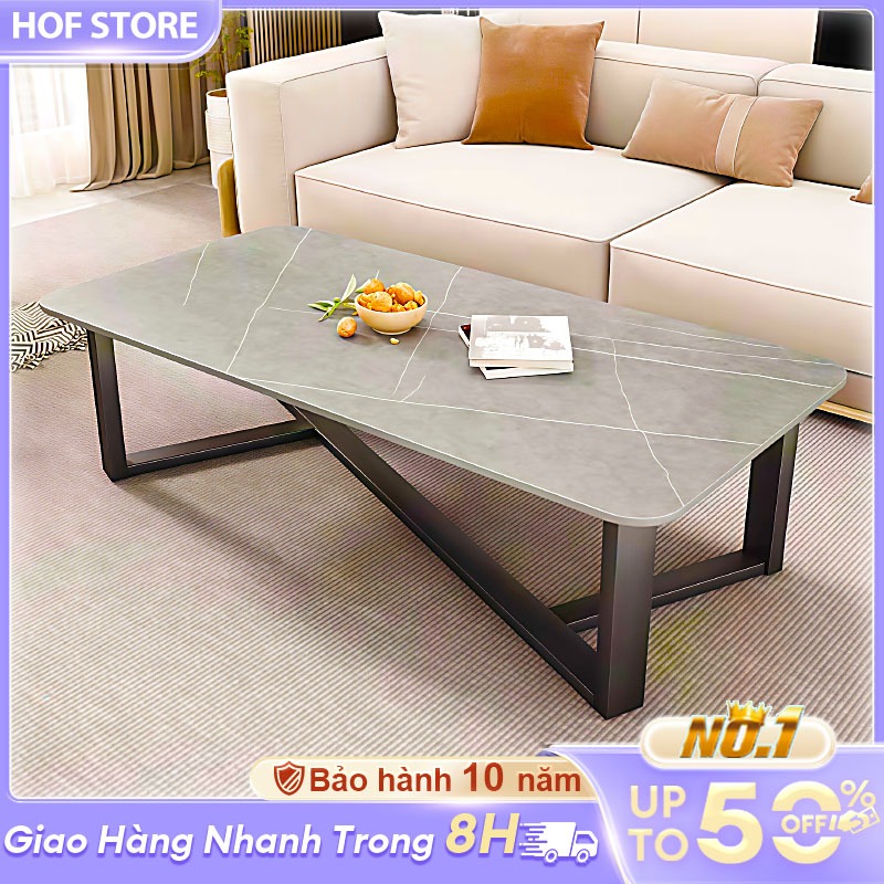 Bàn Trà Vuông Mặt Đá Hoa Văn Khung Thép Sơn Nhũ Đen Phù Hợp Decor Cafe Và Phòng Khách Hiện Đại