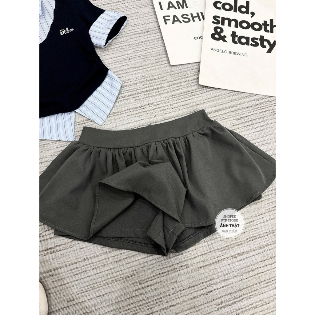 [S2.4140]Set Áo Zip Phối Kẻ Cổ Sơmi Thêu Chữ Mix Chân Váy Xoè Có Lót Quần | BigBuy360 - bigbuy360.vn