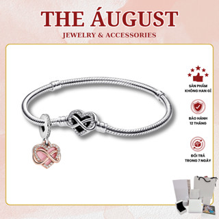 Vòng Tay Trái Tim Vô Cực Bạc Nữ Dây Mềm Mix Charm Treo Trái Tim Tình Yêu Màu Hồng Qùa Tặng Ý Nghĩa Tặng Bộ Hộp Đựng