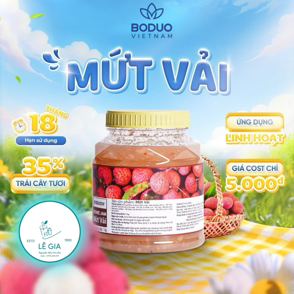 Mứt vải Boduo hộp 1kg new