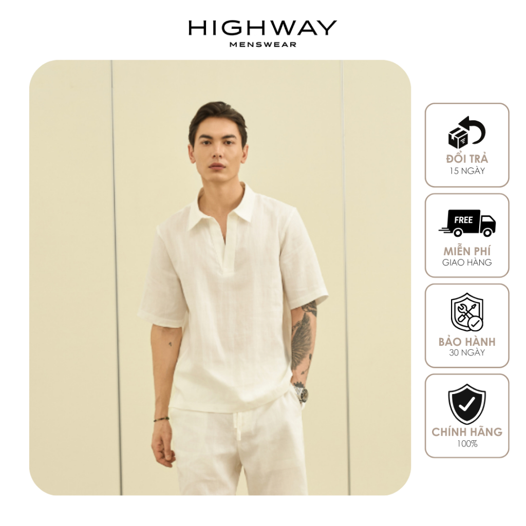 Áo sơ mi ngắn tay nam tencel pha đũi mềm mại thấm hút tốt Highway (Menswear) Edric