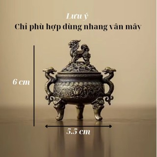  Lư hương KỲ LÂN đốt trầm cỡ bé lư Hương mini đốt trầm vân mây 