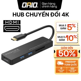 Hub chuyển đổi ORIO TYPE-C  Đa Năng 5in1 - Bộ Chia Cổng HDMI 4K USB 3.0, SD/TF , Cho Laptop/Tablet