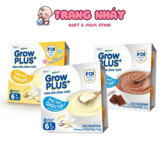 Váng sữa Nutifood GrowPLUS 6M+ Váng sữa công thức tăng chiều cao và tăng đề kháng cho bé, vỉ 4 hộp date Mới