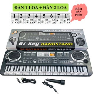  Đàn organ dánh Piano có 61 phím,có 1 và 2 bên loa -Tặng kèm số dán trên phím và các bản nhạc cho bé 