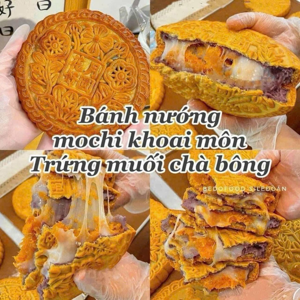 Bánh nướng mochi nhân khoai môn trà bông 500g