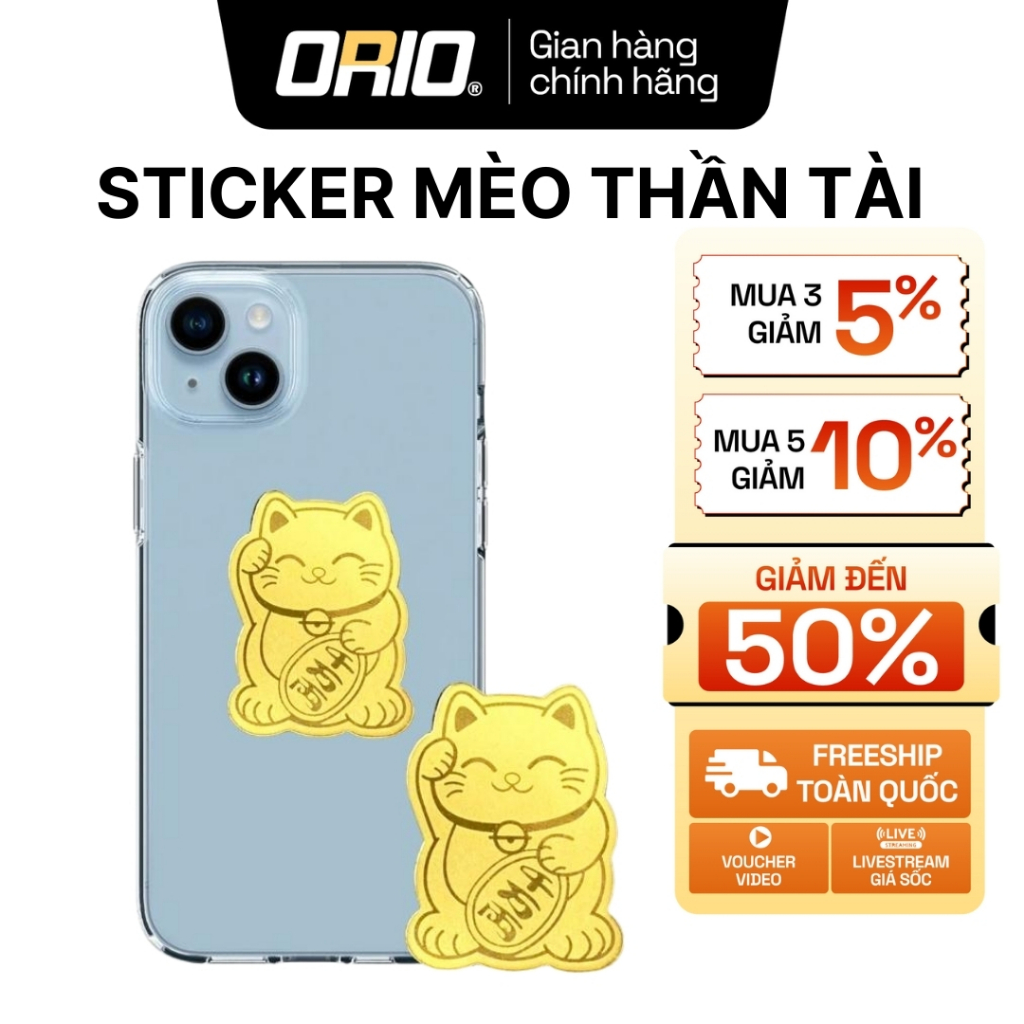Miếng Dán May Mắn Mèo Thần Tài  Dán Điện Thoại, Laptop, Máy Tính Bảng, Trang Trí Đẹp
