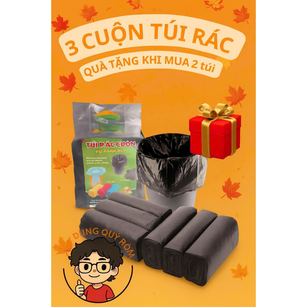 COMBO 15 Cuộn Túi Rác Tự Phân Hủy - An Toàn 55*65cm Tiện Lợi Vừa Thùng Sơn ✅