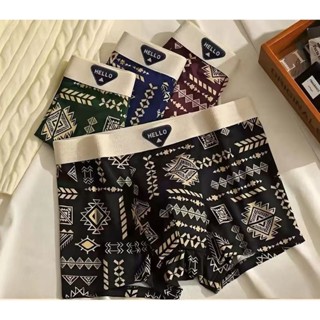 Hộp 4 quần lót nam Hoạ tiết dáng boxer cạp 4 phân chất thun cotton thoáng mát form dáng đẹp