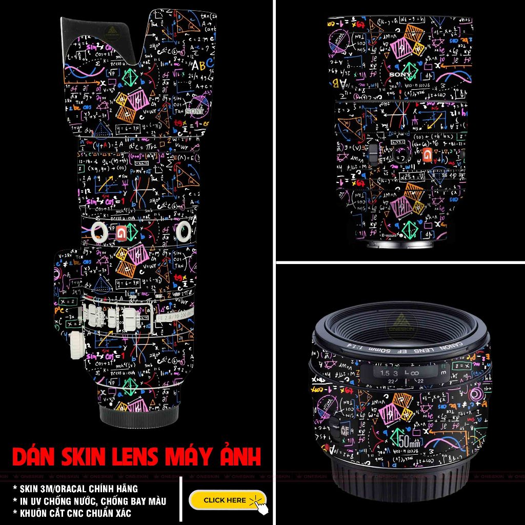 Skin Dán Ống Kính Máy Ảnh Sony, Canon, Nikon, Fujifilm, Sigma - Hình In Sắc Nét, Chống Nước, Dễ Dán