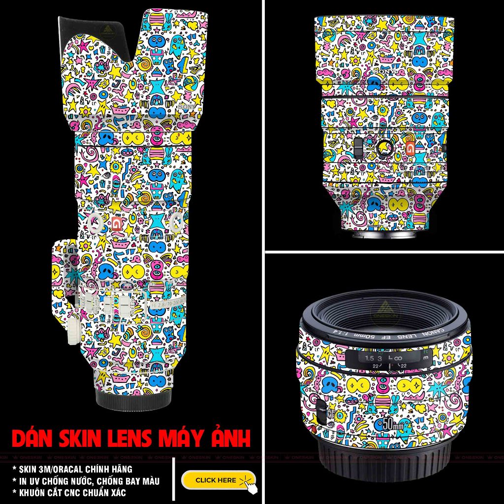 Skin Dán Ống Kính Máy Ảnh Sony, Canon, Nikon, Fujifilm, Sigma, Tamron - Chất Liệu Skin 3M Cao Cấp