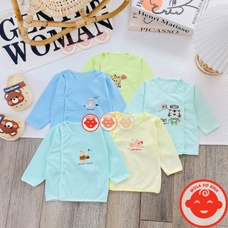 Áo Sơ Sinh Bé Trai Gái Dài Tay Cotton Nền Màu In Hình, Mềm Mại Hoạ Tiết Dễ Thương Size Từ 3-9kg