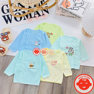 Áo Sơ Sinh Bé Trai Gái Dài Tay Cotton Nền Màu In Hình, Mềm Mại Hoạ Tiết Dễ Thương Size Từ 3-9kg