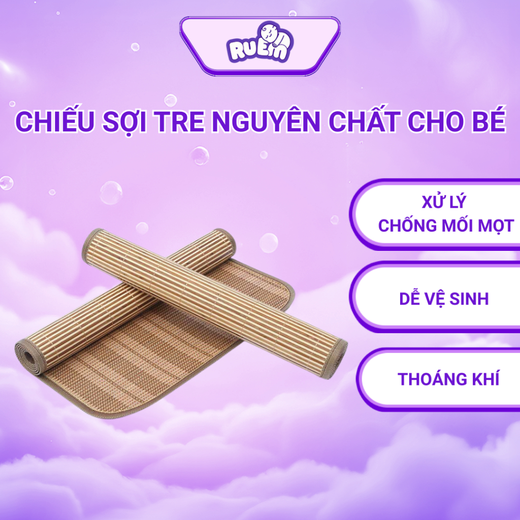 Chiếu sợi tre nguyên chất Bamboo chiếu mùa hè cho bé Ru Em
